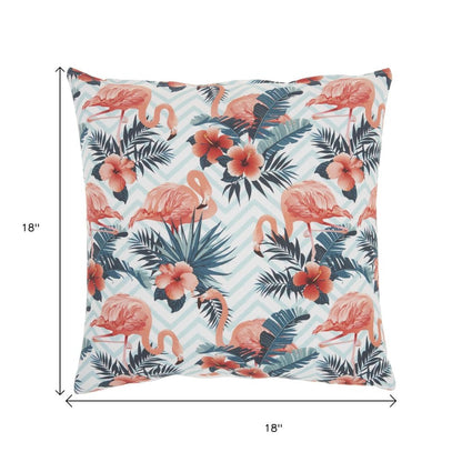 Pink Flamingo Chevron Throw Pillow