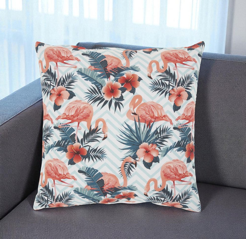 Pink Flamingo Chevron Throw Pillow