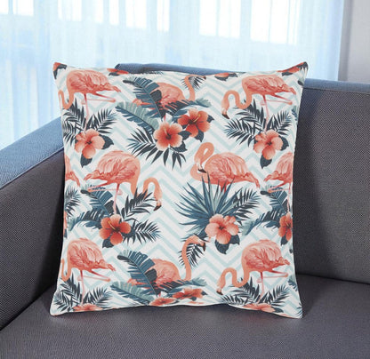 Pink Flamingo Chevron Throw Pillow