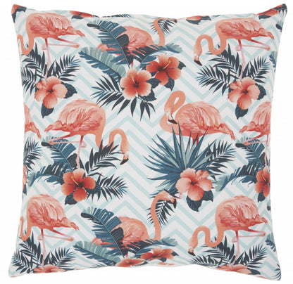 Pink Flamingo Chevron Throw Pillow