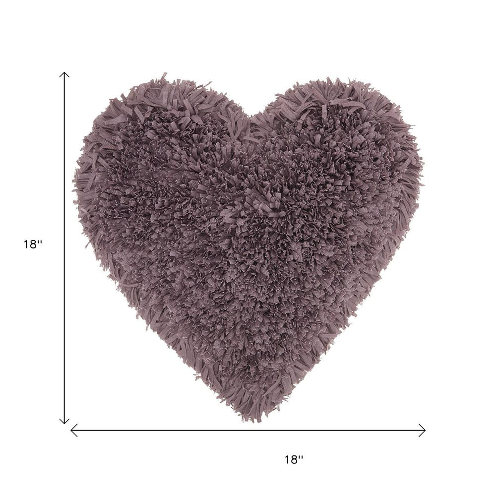 Heart Shaped Lavendar Shag Accent Pillow