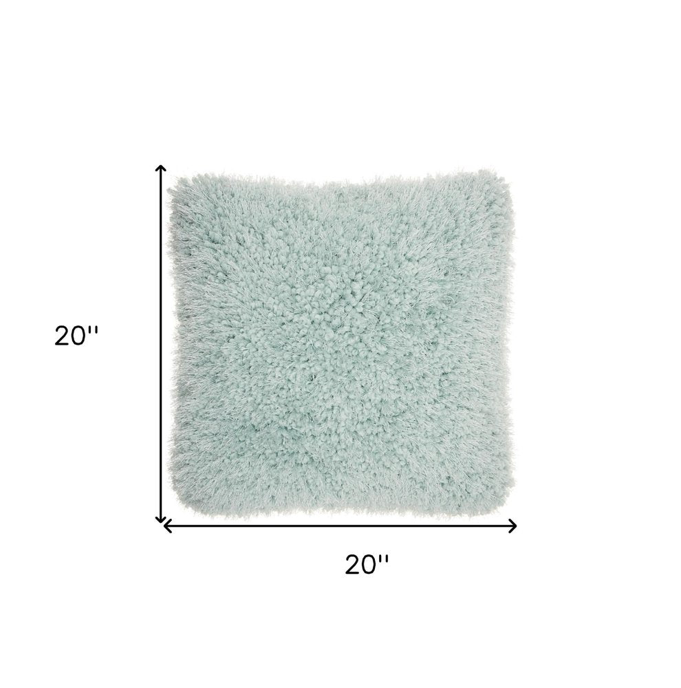 20" Celadon Shag Throw Pillow with Texture