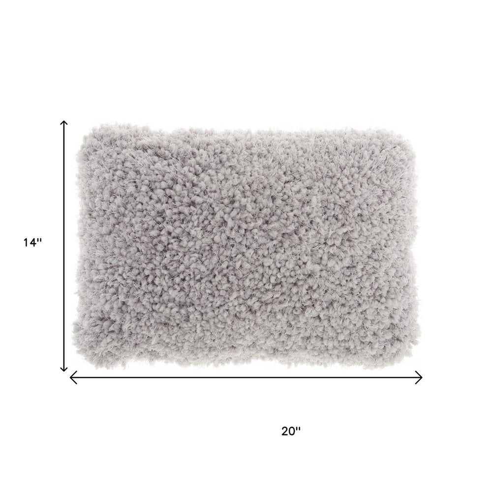 Pale Gray Knubby Plush Lumbar Throw Pillow