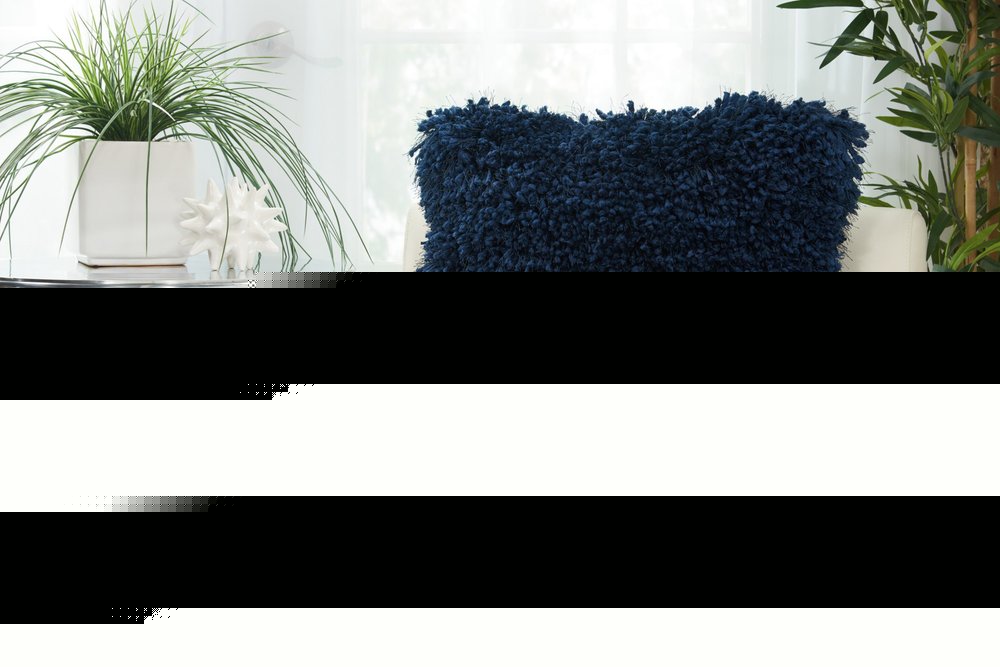Fluffy Navy Shag Accent Throw Pillow