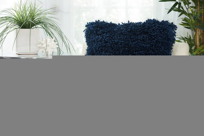 Fluffy Navy Shag Accent Throw Pillow