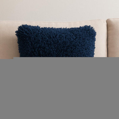 Fluffy Navy Shag Accent Throw Pillow