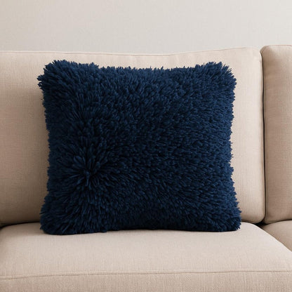 Fluffy Navy Shag Accent Throw Pillow