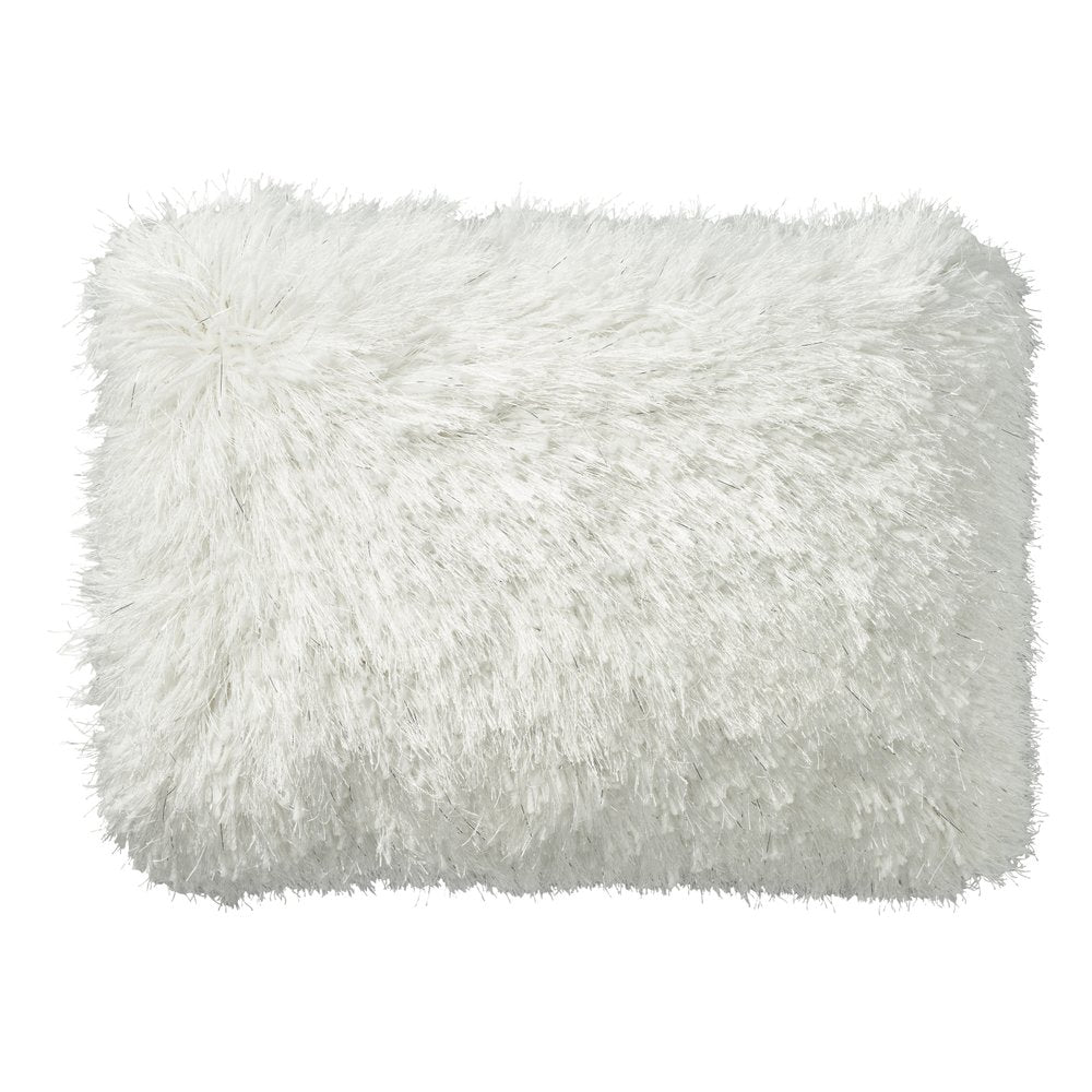 14" X 20" White Super Shaggy Throw Pillow