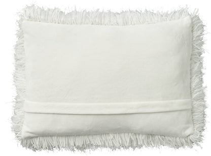14" X 20" White Super Shaggy Throw Pillow