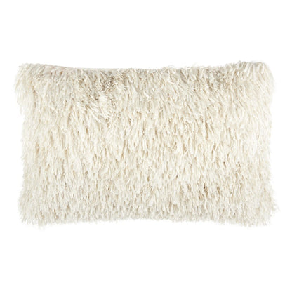 14" X 24" Long Ivory Shag Throw Pillow