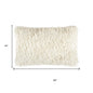14" X 24" Long Ivory Shag Throw Pillow