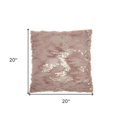 20" Sequined Blush Abstract Throw Pillow