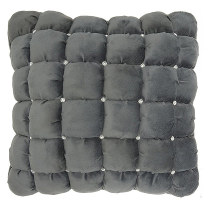 20" Dark Gray With Bling Quilted Velvet Throw Pillow