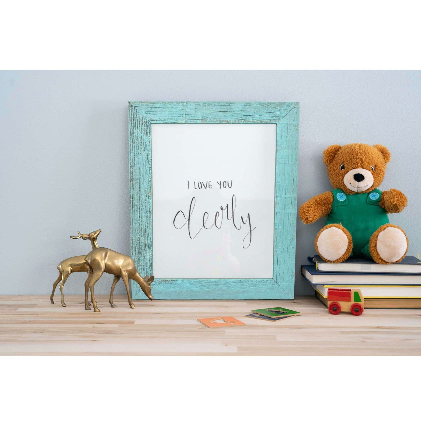 12” X 16” Rustic Farmhouse Light Aqua Blue Wood Frame