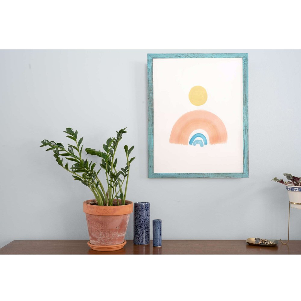 20" x 28" Blue Solid Wood Hanging Picture Frame