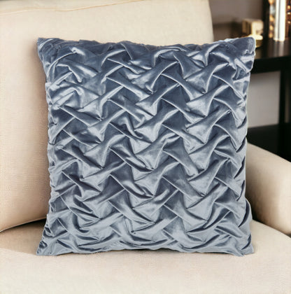 22" Powder Blue Weave Velvet Throw Pillow