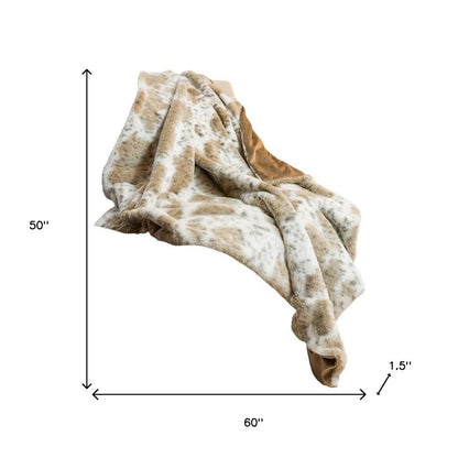 Brown And White Faux Fur Ombre Plush Throw