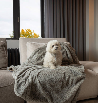 50" X 60" Brown and Taupe Faux Fur Animal Print Plush Throw Blanket