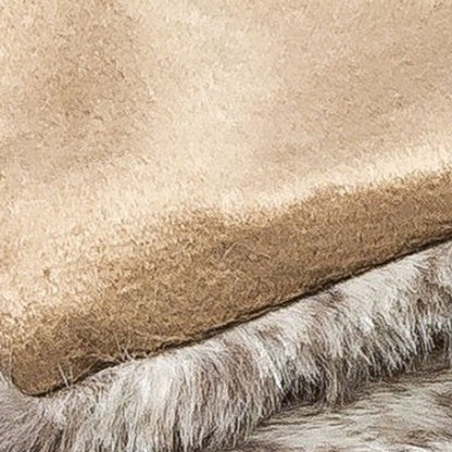 50" X 60" Brown and Taupe Faux Fur Animal Print Plush Throw Blanket