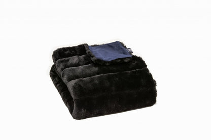 50" X 60" Black Faux Fur Plush Throw Blanket