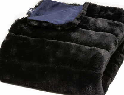 50" X 60" Black Faux Fur Plush Throw Blanket