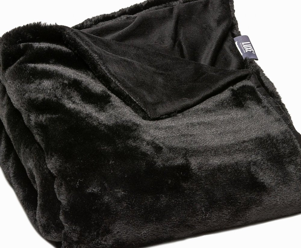 50" X 60" Black Faux Fur Plush Throw Blanket