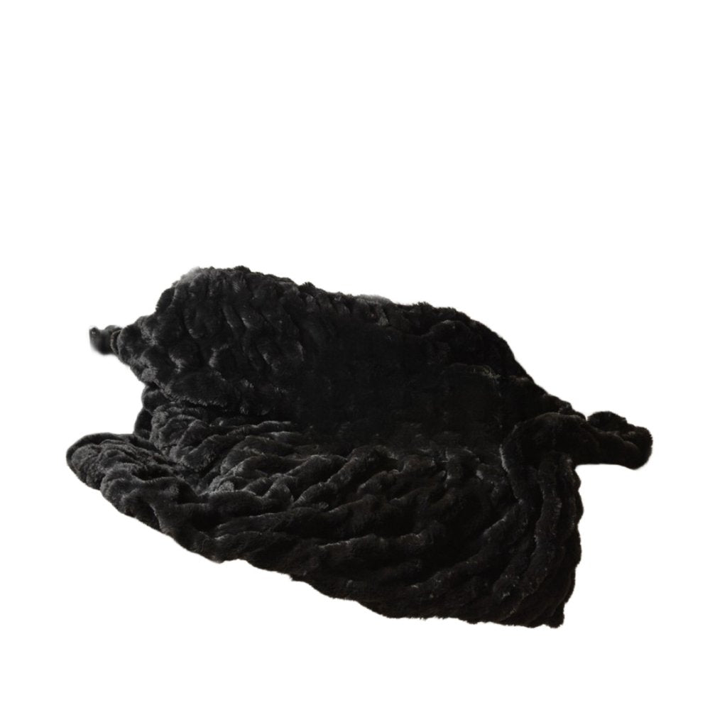 50" X 60" Black Faux Fur Plush Throw Blanket