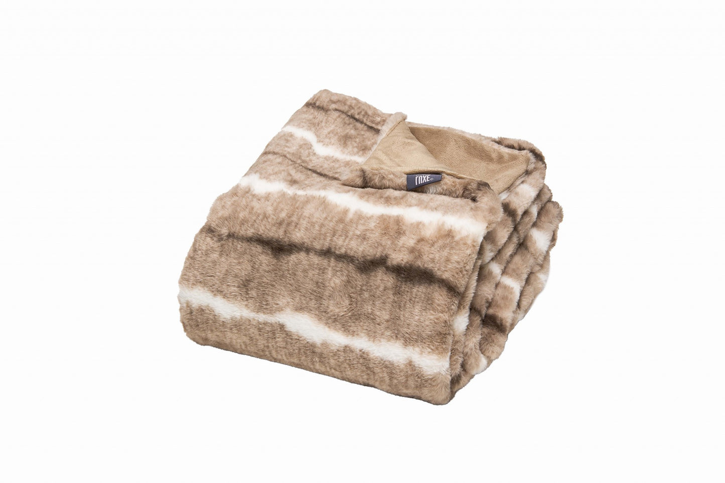 Beige Faux Fur Ombre Plush Throw