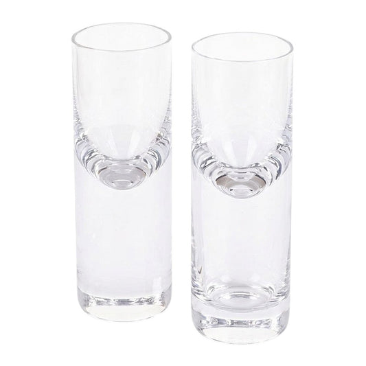 Set Of 2 Mouth Blown Crystal Long Shot Glasses