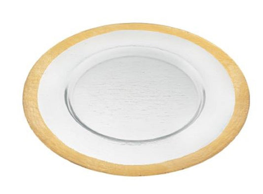 Round Gold Border Glass Charger Plate