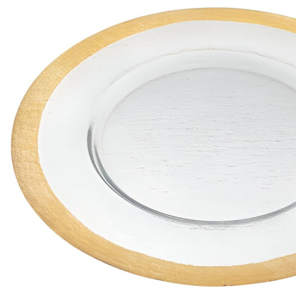 13" Clear And Gold Glass Charger Plate