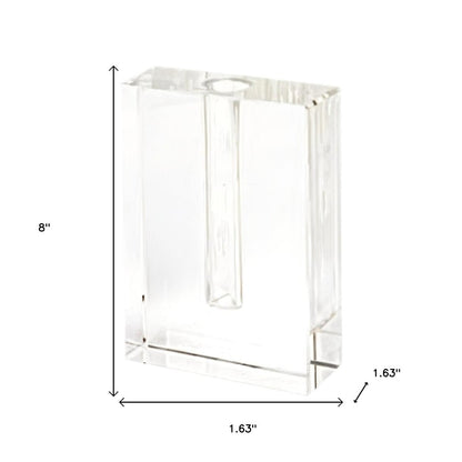 8" Clear Crystal Clear Square Table Vase