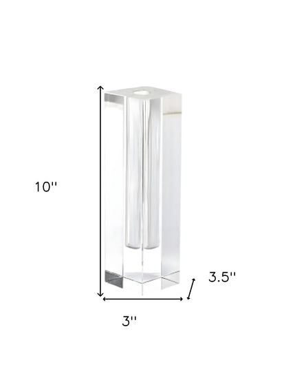 Modern Clear Tall Block Optical Crystal Vase