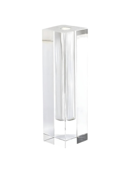 Modern Clear Tall Block Optical Crystal Vase