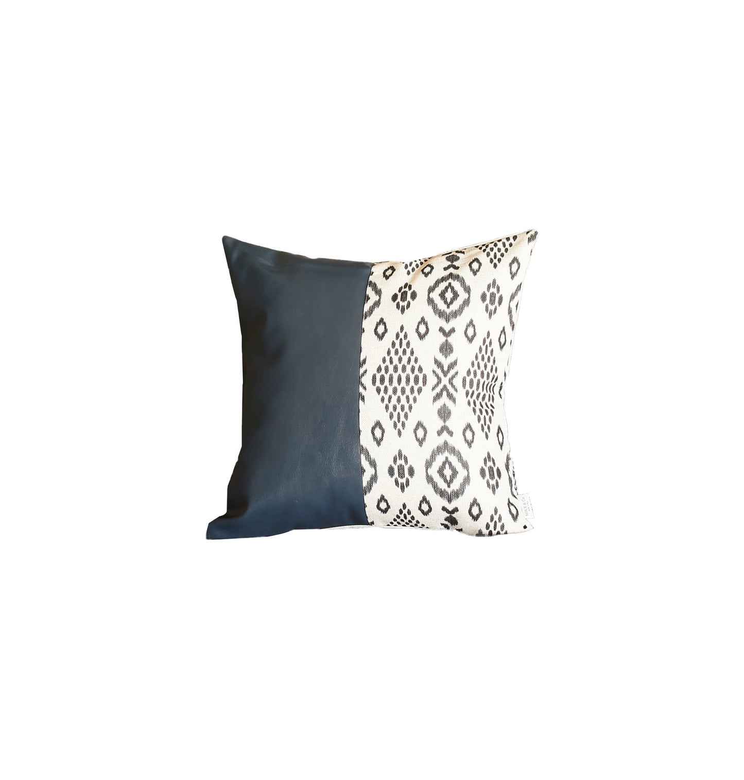 17" Navy Blue Faux Leather Throw Pillow Cover