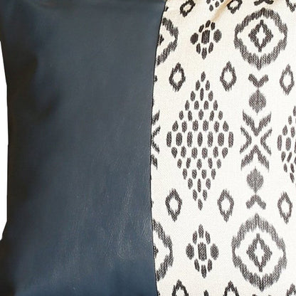 17" Navy Blue Faux Leather Throw Pillow Cover