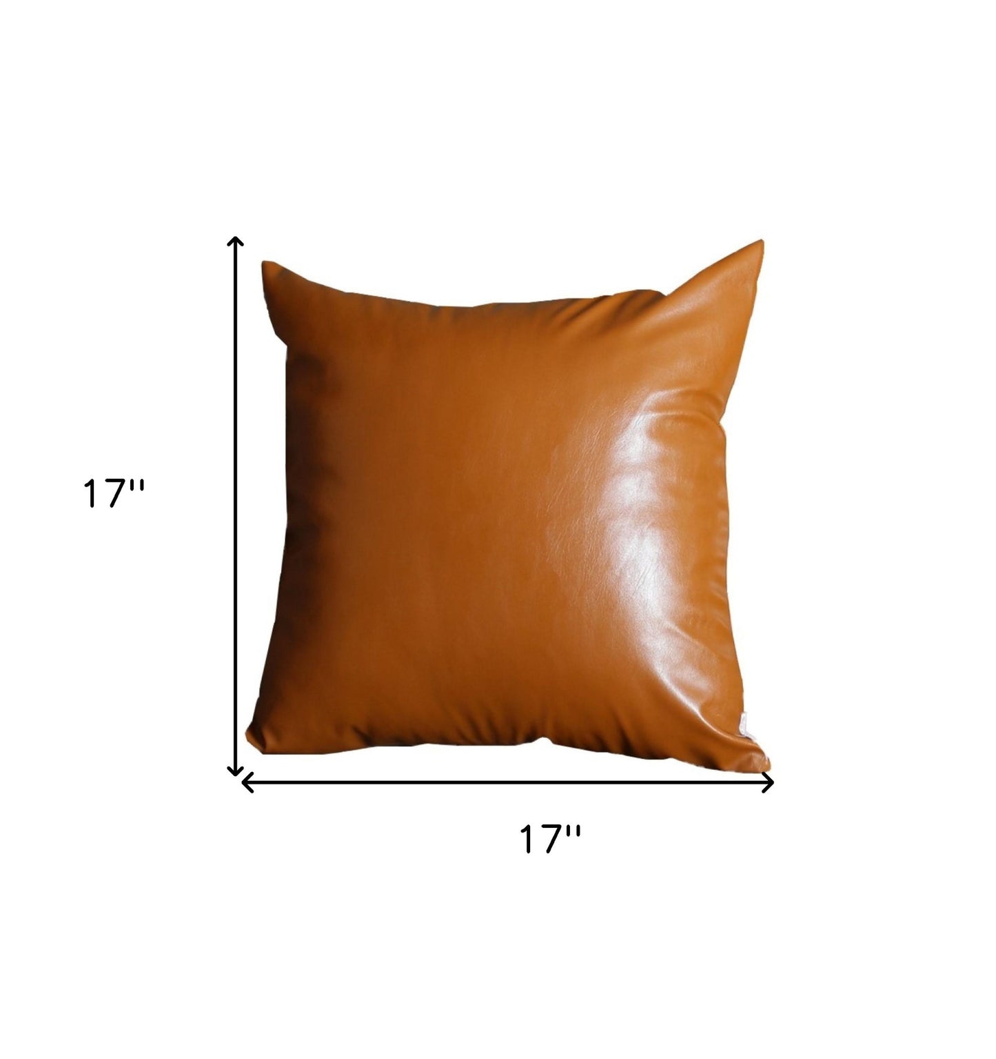 17" X 17" Solid Brown Faux Leather Decorative Pillow Cover