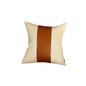 17" Ivory And Brown Fabric And Faux Leather Throw Pillow Cover