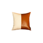 17" Brown and White Faux Leather Throw Pillow Cover