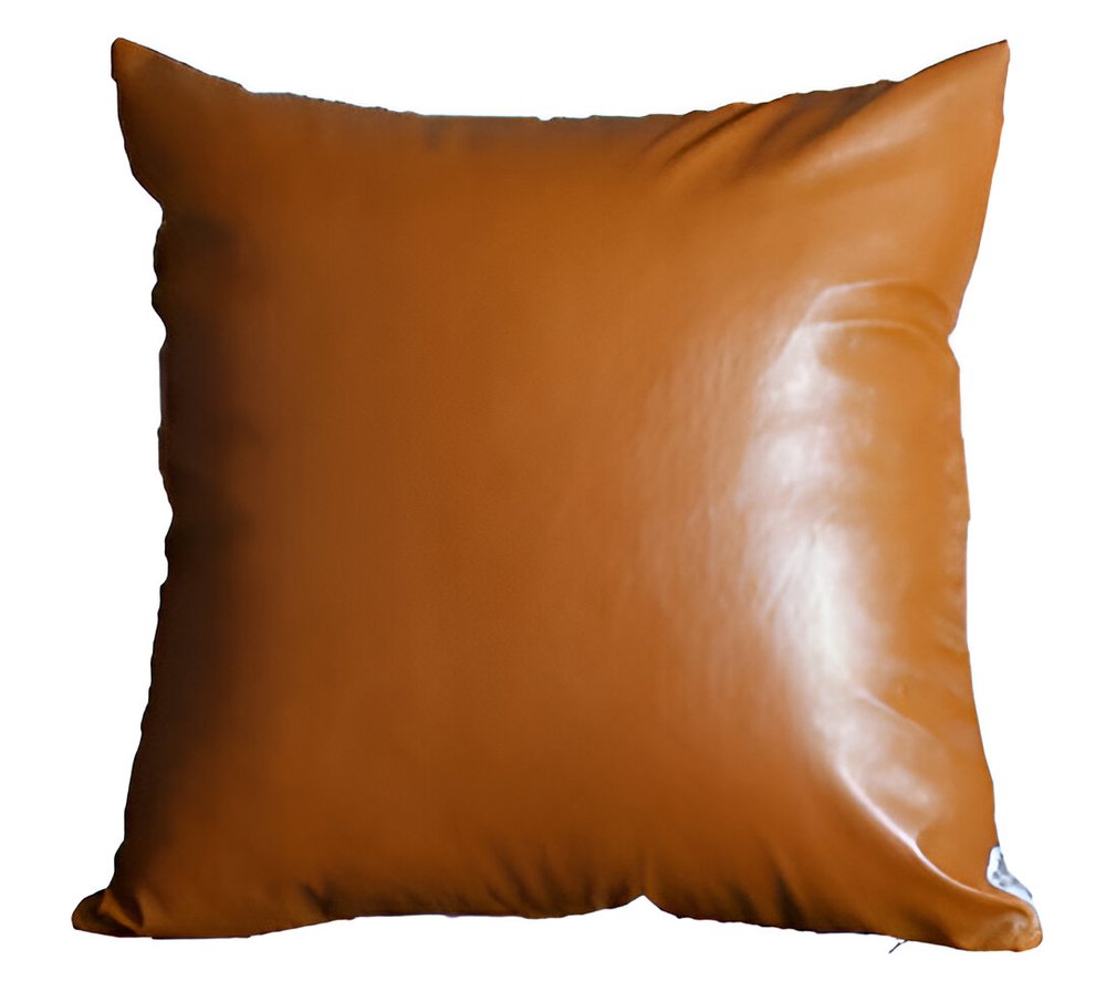 Set of Two 17" Brown Faux Leather Throw Pillow Covers