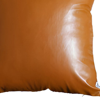 Set of Two 17" Brown Faux Leather Throw Pillow Covers