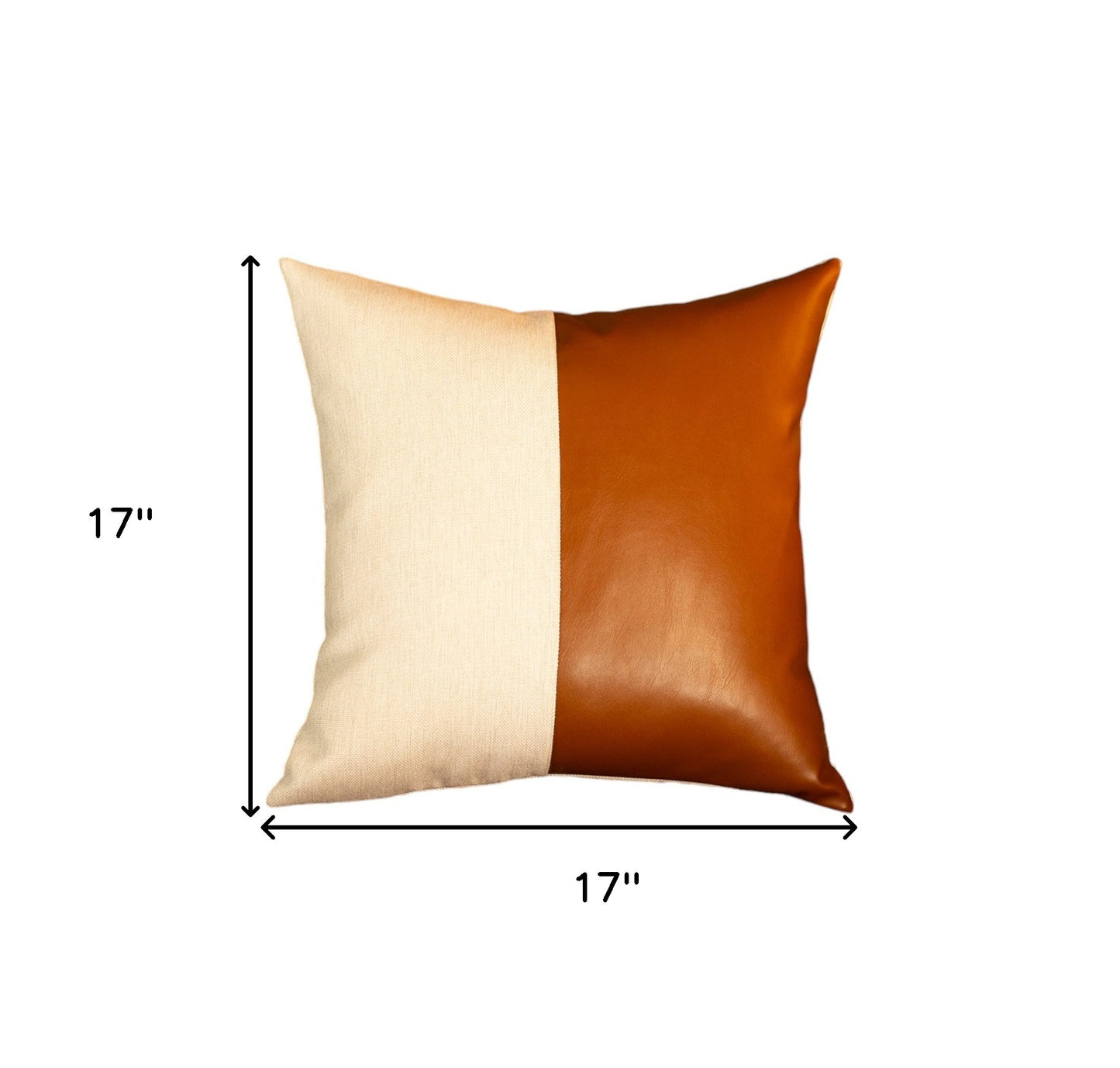 Set of Two 17" Brown and White Faux Leather Throw Pillow Cover