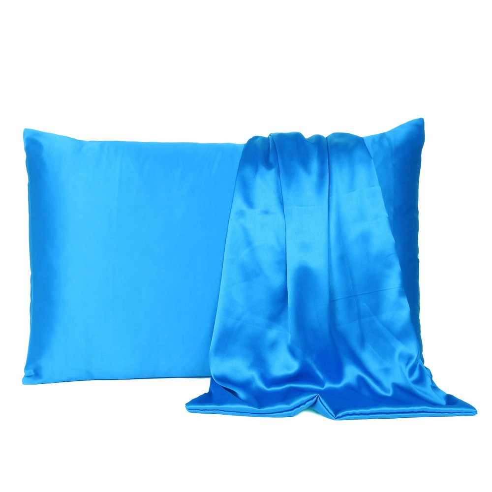 Blue Satin And Satin King Pillowcase