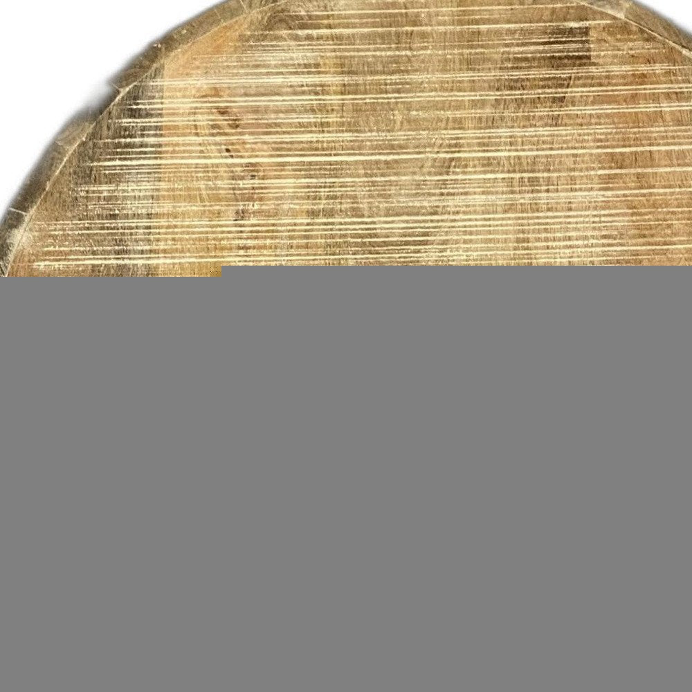 20" Natural Distressed Solid Wood Round Drum End Table
