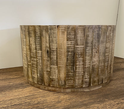 32" Brown Solid Wood Round Coffee Table