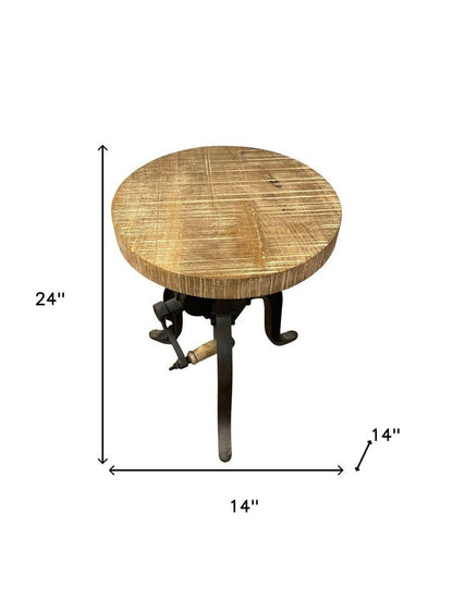 Brown and Black Solid Wood Backless Counter Height Bar Chair