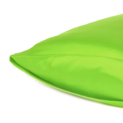 Set of Two Bright Green Dreamy Silky Satin King Pillowcases