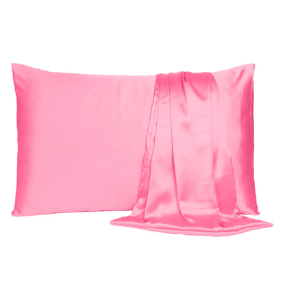 Pink Rose Dreamy Set Of 2 Silky Satin King Pillowcases