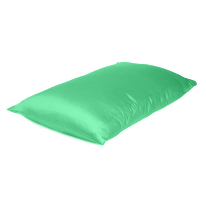 Green Dreamy Set Of 2 Silky Satin King Pillowcases