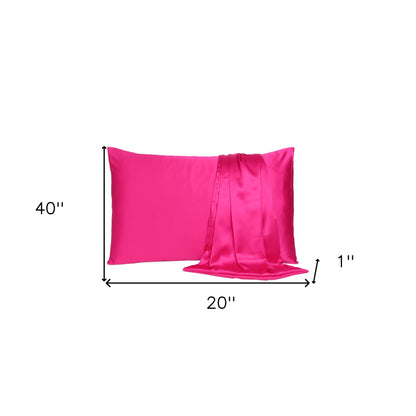 Fuchsia Dreamy Set Of 2 Silky Satin King Pillowcases